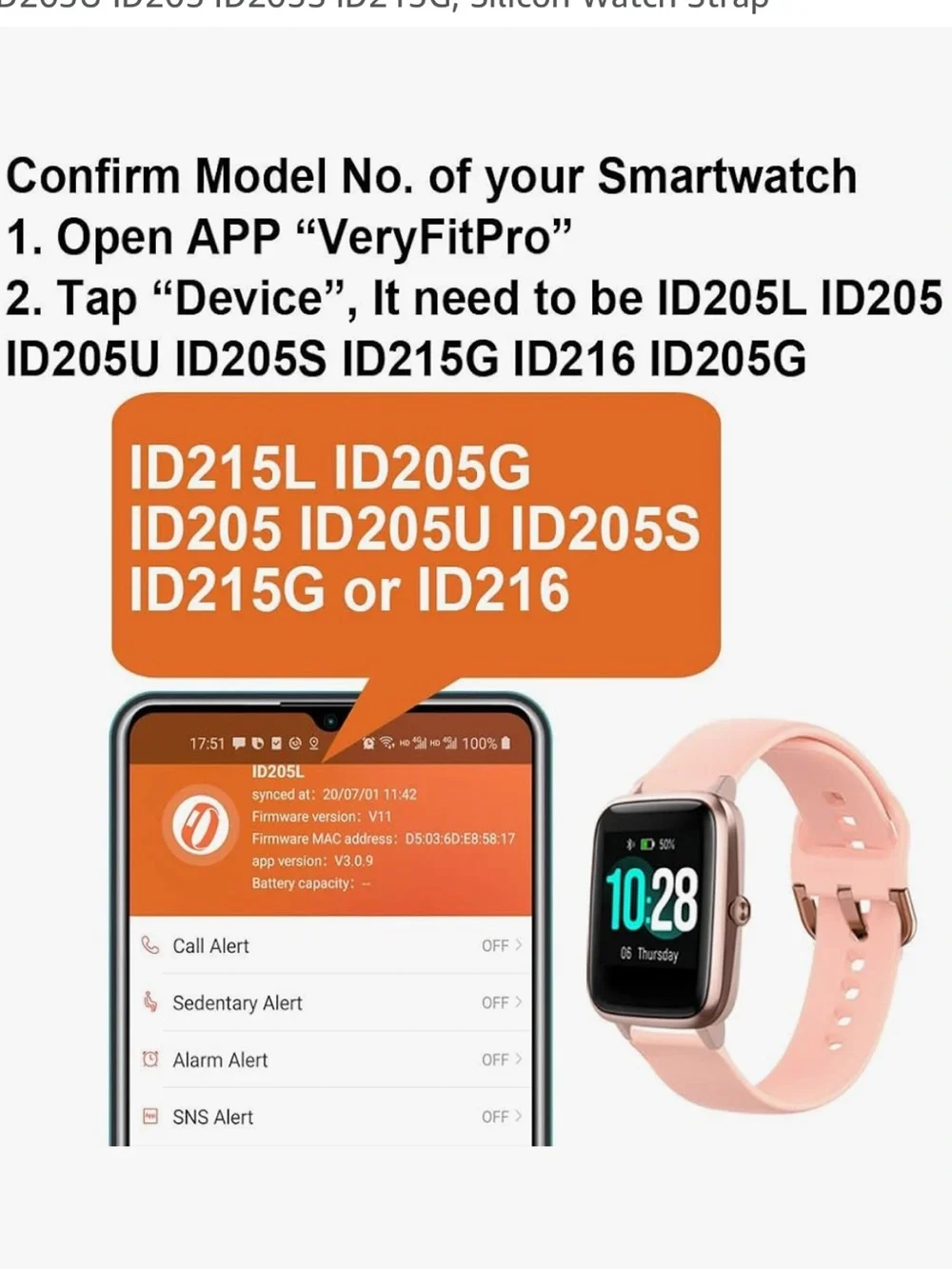 Replacement Smartwatch Bands for ID205 Series - Pink & Leopard Print NIB